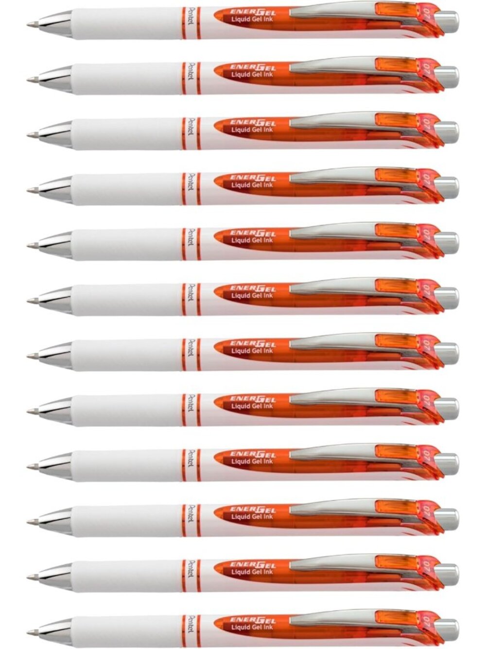 Vibrant Orange Liquid Gel Pens, 0.7mm Metal Tip, Medium Line, 12 Pack